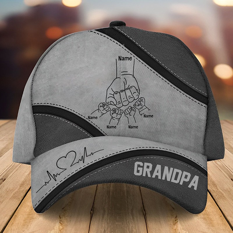Personalised Dad Hat with Kids Names Leather Patch Trucker Hat Father's Day Gift