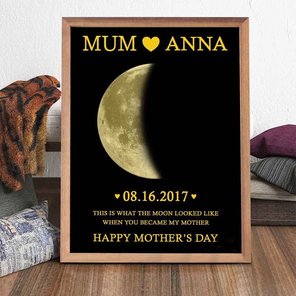 Personalised Moon Phase Wood Frame Mother's Day Gift