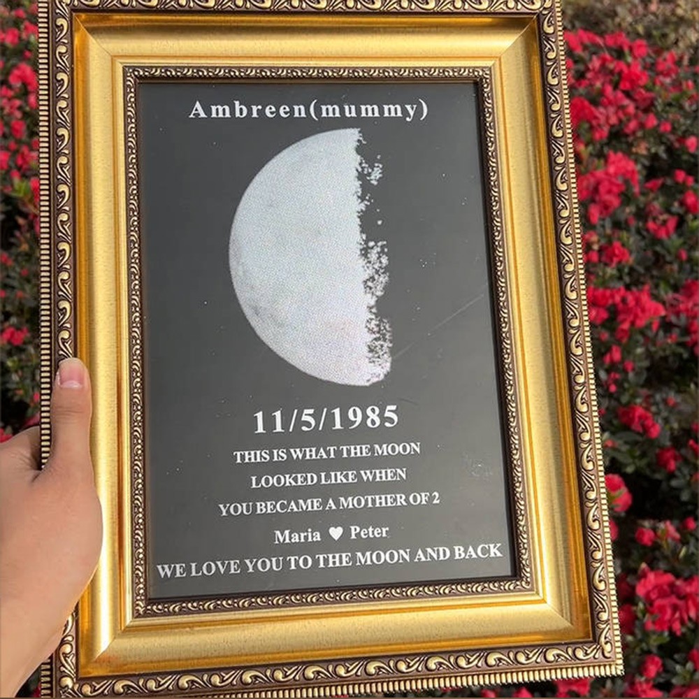 Personalised Moon Phase Wood Frame Mother's Day Gift