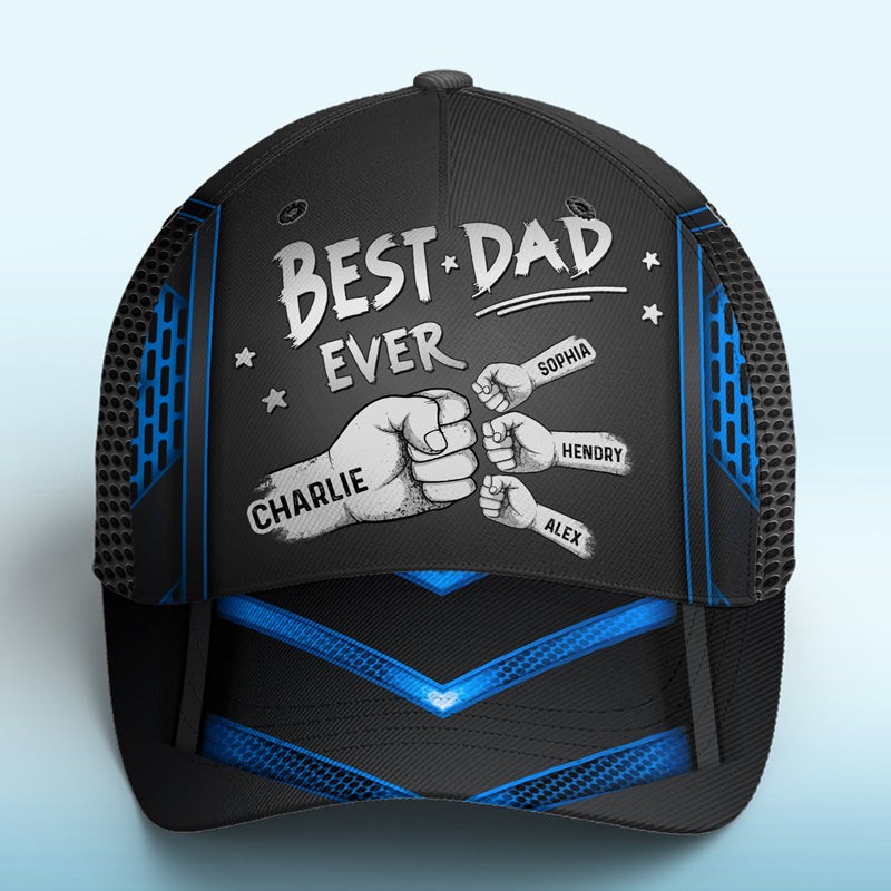 Personalised Dad Hat with Kids Names Leather Patch Trucker Hat Father's Day Gift