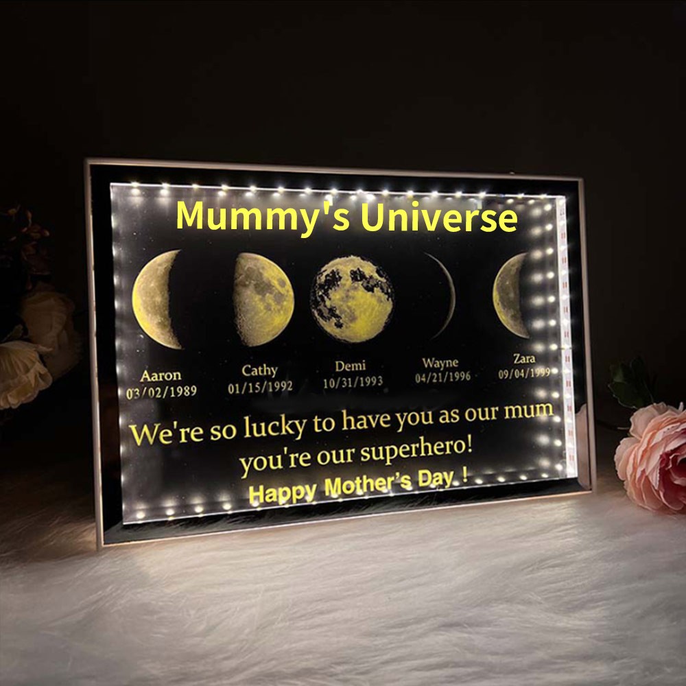 Multi Moon Phase Mirror Lamp Mother's Day Gift