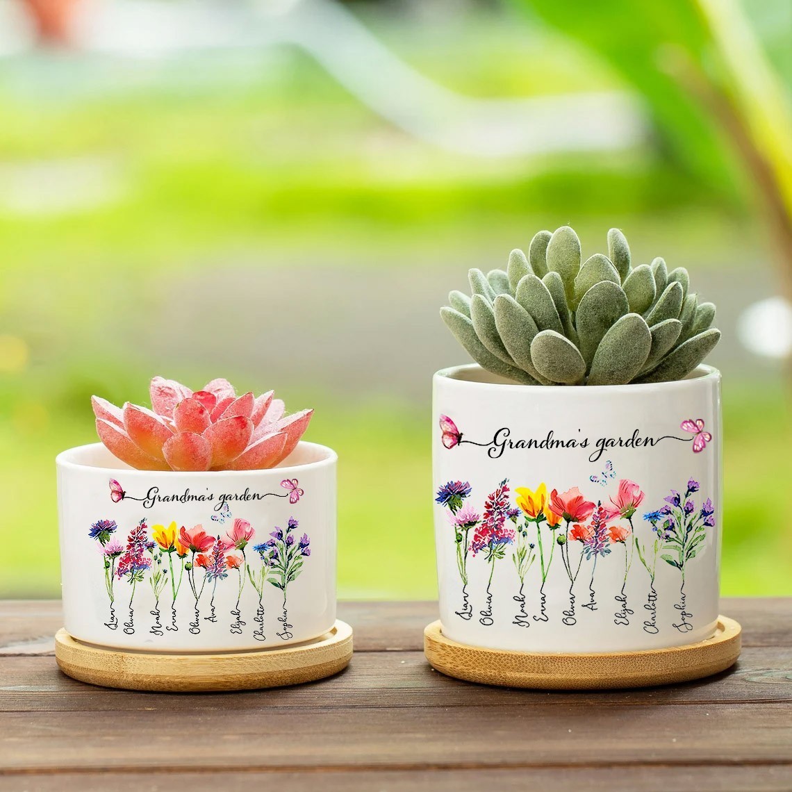Custom Birth Month Flower Plant Pot Grandma's Garden Plant Pot Mother's Day Gift
