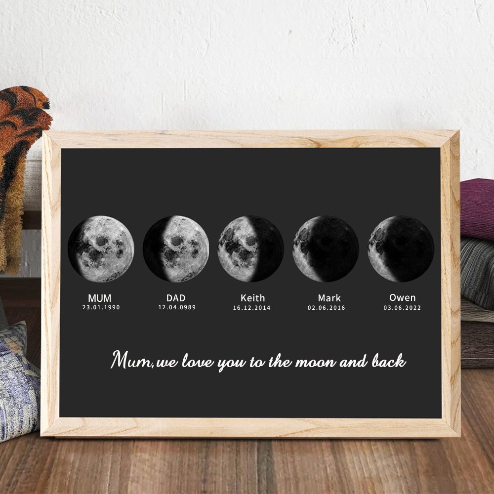 Personalised Moon Phase Wood Frame Mother's Day Gift