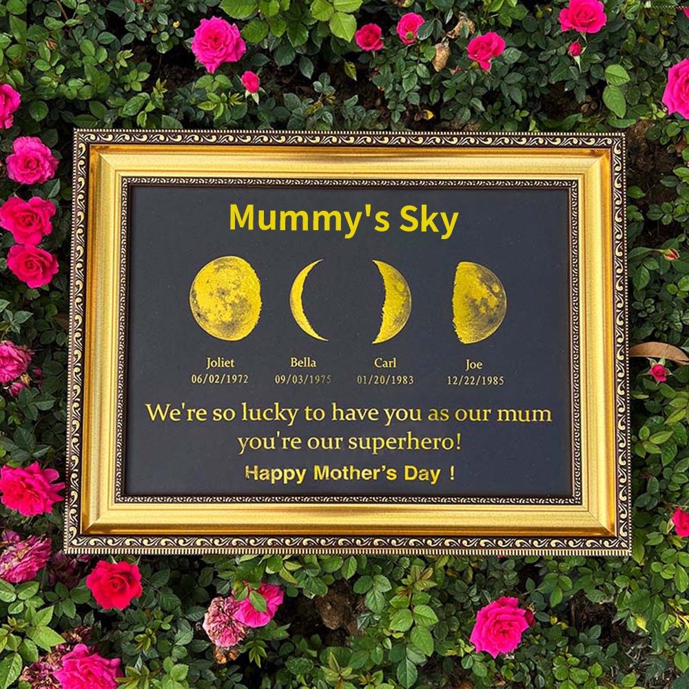 Personalised Moon Phase Wood Frame Mother's Day Gift