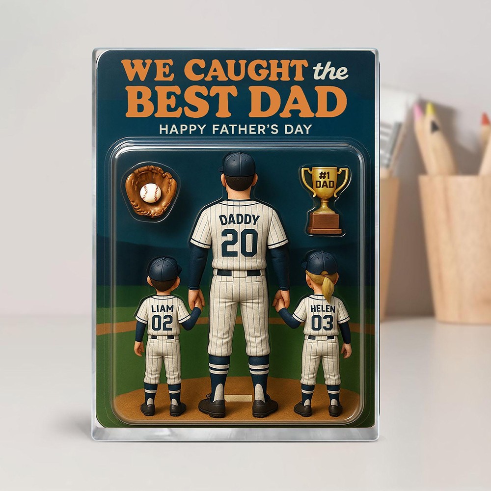 I Caught The Best Dad Baseball Gift Custom Figure Acrylic Block Personalized Fathers Day Gift