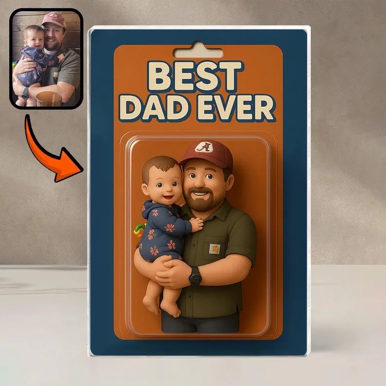 Custom Photo Dad And Kids Action Figure Acrylic Block Father's Day Gift