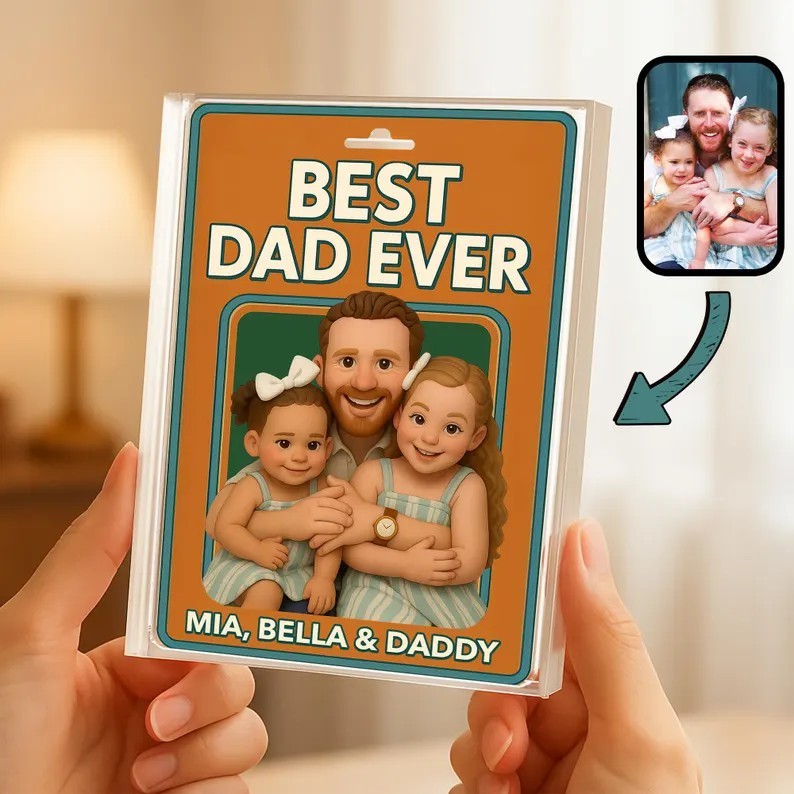 Custom Photo Dad And Kids Action Figure Acrylic Block Father's Day Gift