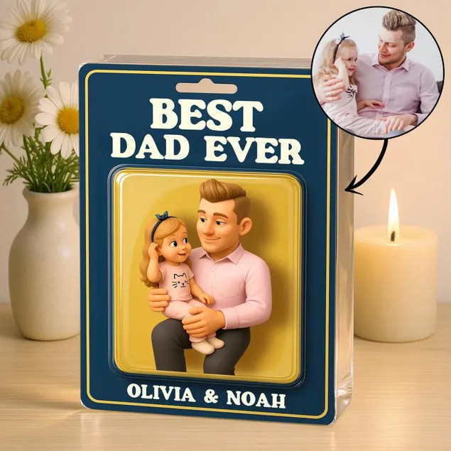 Custom Photo Dad And Kids Action Figure Acrylic Block Father's Day Gift
