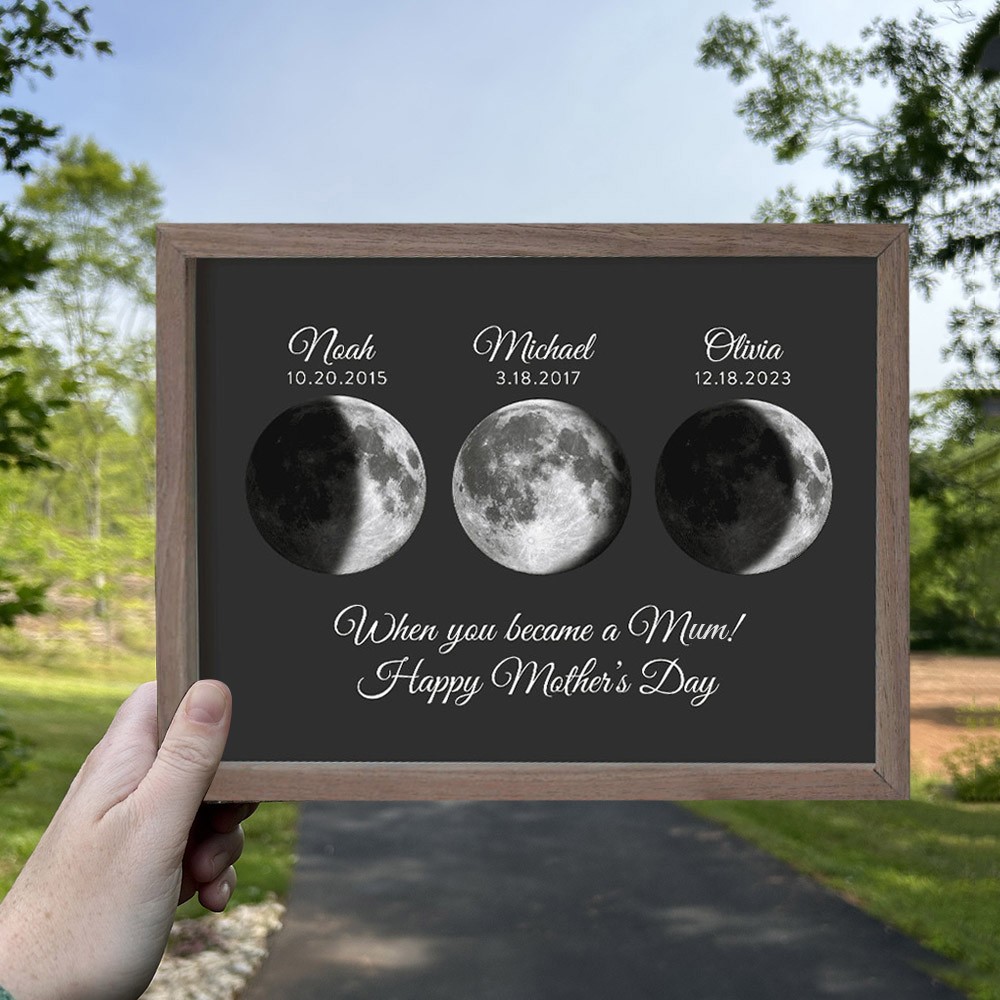 Personalised Moon Phase Wood Frame Mother's Day Gift