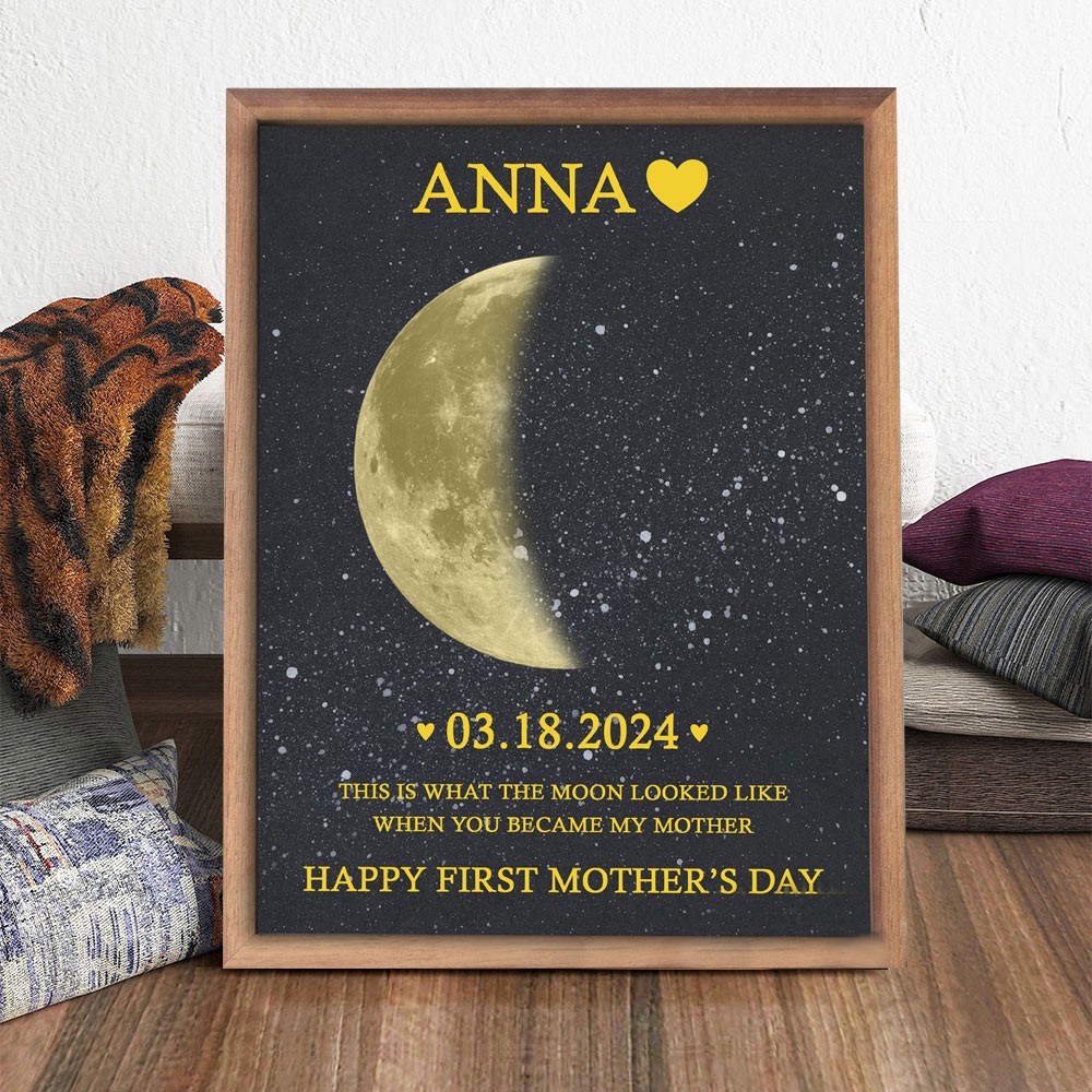 Personalised Moon Phase Wood Frame Mother's Day Gift