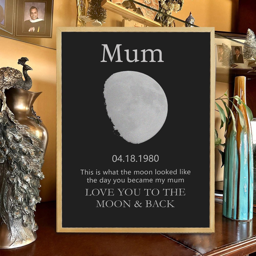 Personalised Moon Phase Wood Frame Mother's Day Gift