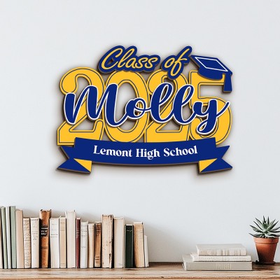 Graduation 2025 3D Wood Name Sign 