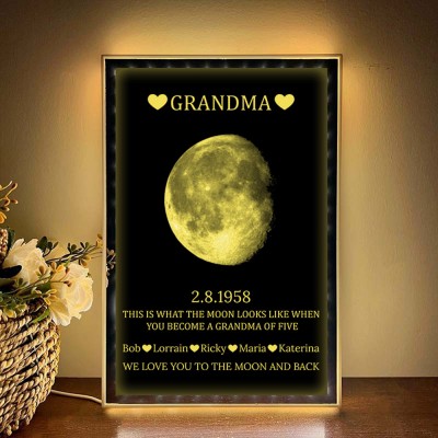 Custom Mum Moon Phase Led Art Mirror Mother's Day Gift