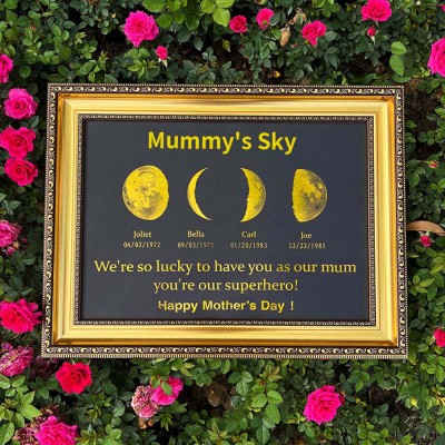 Personalised Moon Phase Wood Frame Mother's Day Gift