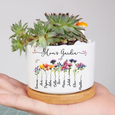 Custom Birth Month Flower Plant Pot Grandma's Garden Plant Pot Mother's Day Gift