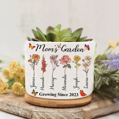 Custom Birth Month Flower Plant Pot Grandma's Garden Plant Pot Mother's Day Gift