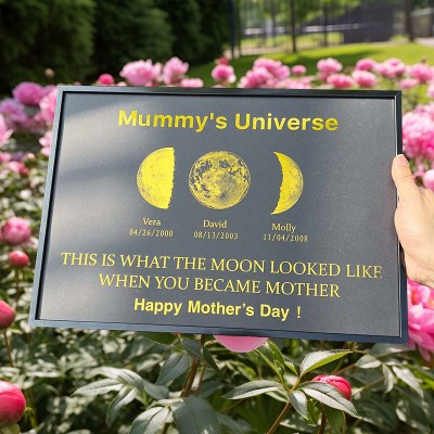 Personalised Moon Phase Wood Frame Mother's Day Gift