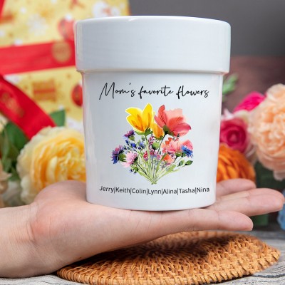 Custom Birth Month Flower Plant Pot Grandma's Garden Plant Pot Mother's Day Gift