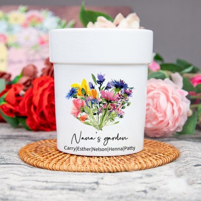 Custom Birth Month Flower Plant Pot Grandma's Garden Plant Pot Mother's Day Gift