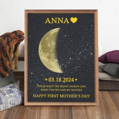 Personalised Moon Phase Wood Frame Mother's Day Gift
