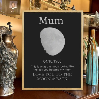 Personalised Moon Phase Wood Frame Mother's Day Gift
