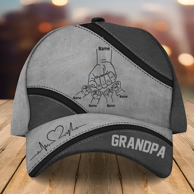 Personalised Dad Hat with Kids Names Leather Patch Trucker Hat Father's Day Gift